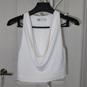 Zara White Cowl Neck Top
